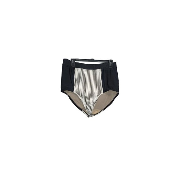 Swim Cacique Full-Brief Bathing Suit Bikini Bottom High Waist Pinstripe 16 Slim - Picture 1 of 5